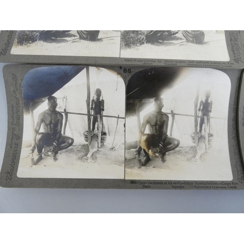 386 - Collection of early 20th century Underwood & Underwood stereoscopic slides predominantly coverin... 