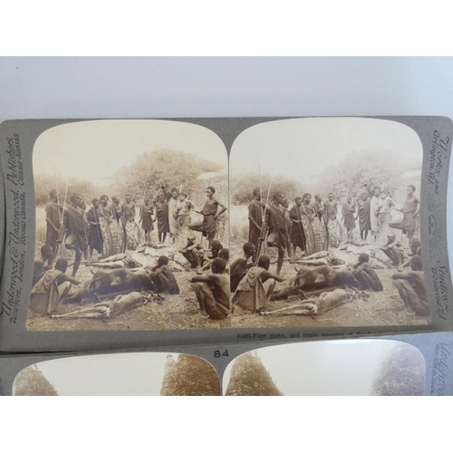 386 - Collection of early 20th century Underwood & Underwood stereoscopic slides predominantly coverin... 