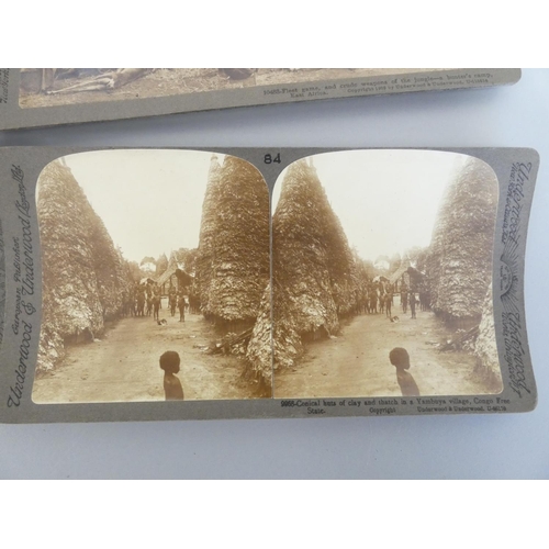 386 - Collection of early 20th century Underwood & Underwood stereoscopic slides predominantly coverin... 