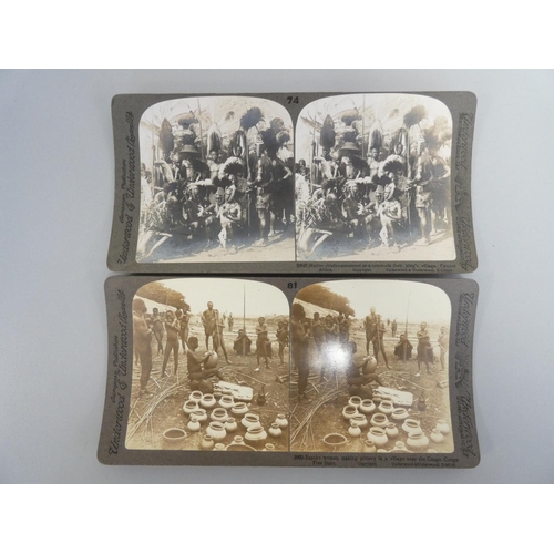 386 - Collection of early 20th century Underwood & Underwood stereoscopic slides predominantly coverin... 