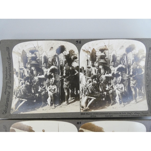 386 - Collection of early 20th century Underwood & Underwood stereoscopic slides predominantly coverin... 