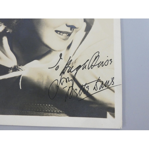 401 - Bette Davis signed 5x7'' promotional sepia photo personally inscribed '' To Hugh Birse from Bette Da... 