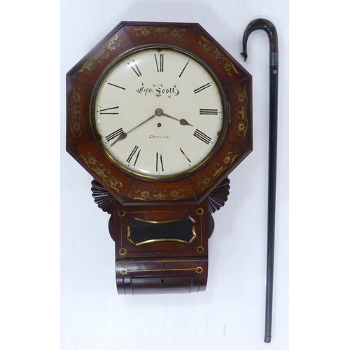 194 - George Scott of Dundee19th century Scottish mahogany single fusée drop dial wall clock, the named di... 