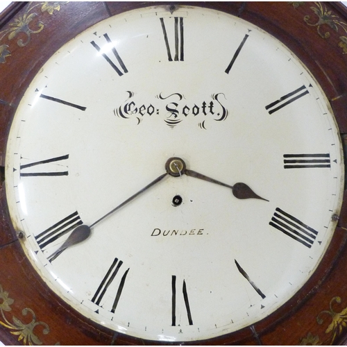 194 - George Scott of Dundee19th century Scottish mahogany single fusée drop dial wall clock, the named di... 