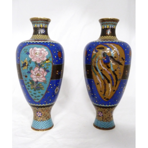 277 - Pair of Japanese cloisonné baluster vases (Meiji period, 1868 - 1912) decorated with mythical subjec... 