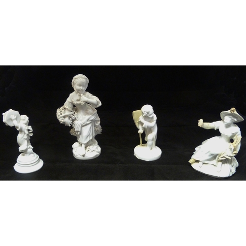 245 - In the Manner of MintonGroup of 19th century blanc de chine porcelain figures to include figures of ... 