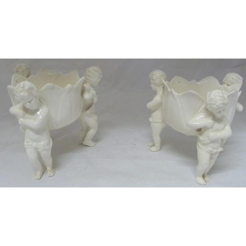 245 - In the Manner of MintonGroup of 19th century blanc de chine porcelain figures to include figures of ... 