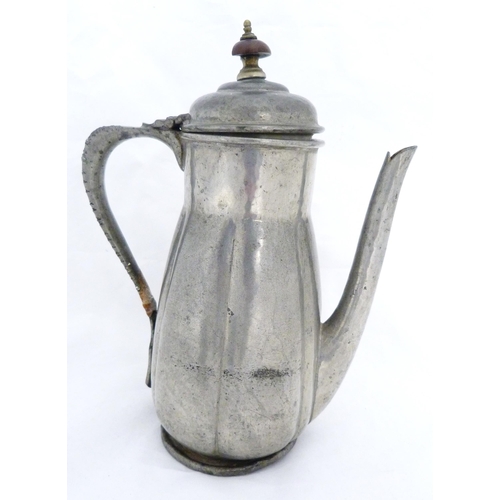 208 - Liberty & Co Art Nouveau Tudric pewter coffee pot with matching cream and sugar, c. early 20th c... 