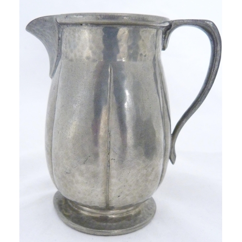 208 - Liberty & Co Art Nouveau Tudric pewter coffee pot with matching cream and sugar, c. early 20th c... 