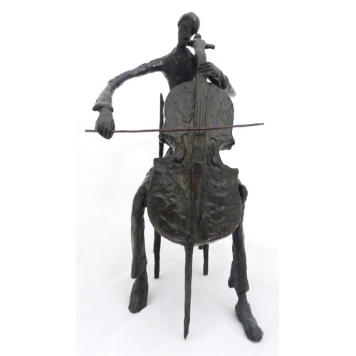 378 - After Alberto Giacometti (Italian)Modernist bronzed string quartet modelled as seated musicians play... 