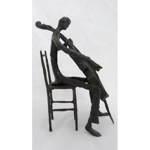 378 - After Alberto Giacometti (Italian)Modernist bronzed string quartet modelled as seated musicians play... 