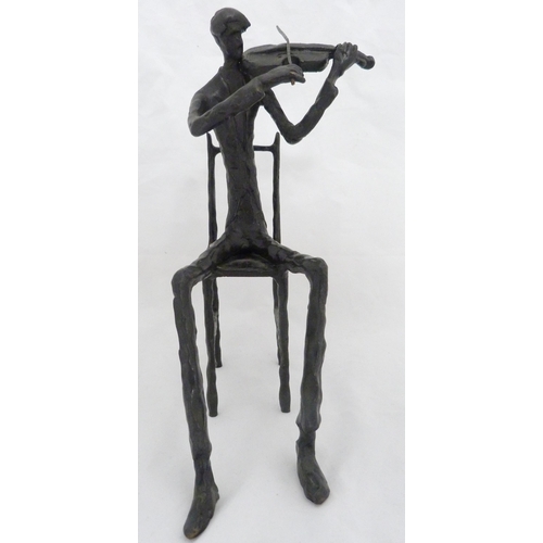 378 - After Alberto Giacometti (Italian)Modernist bronzed string quartet modelled as seated musicians play... 