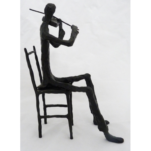 378 - After Alberto Giacometti (Italian)Modernist bronzed string quartet modelled as seated musicians play... 