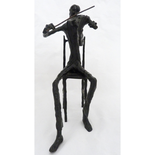 378 - After Alberto Giacometti (Italian)Modernist bronzed string quartet modelled as seated musicians play... 