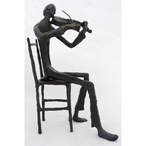 378 - After Alberto Giacometti (Italian)Modernist bronzed string quartet modelled as seated musicians play... 