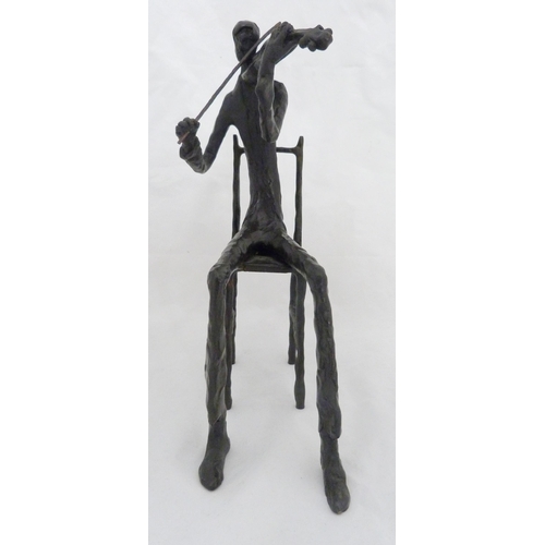 378 - After Alberto Giacometti (Italian)Modernist bronzed string quartet modelled as seated musicians play... 