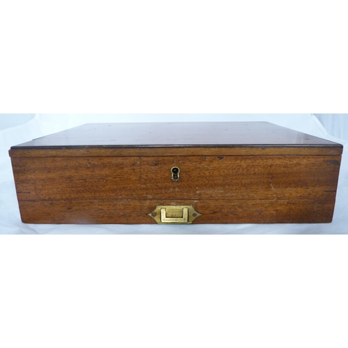 213 - Winsor & Newton mahogany artist's paint box, 19th century, the hinged cover with gilt printed la... 