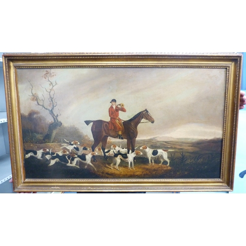 349 - British School in the Manner of Thomas Walker BretlandThe Hunt (Huntsman on horseback with a pack of... 