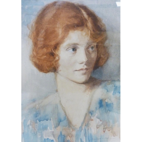 360 - Hamish Constable Paterson (Scottish, 1890 - 1955)Portrait of a young woman, quarter lengthSigned and... 