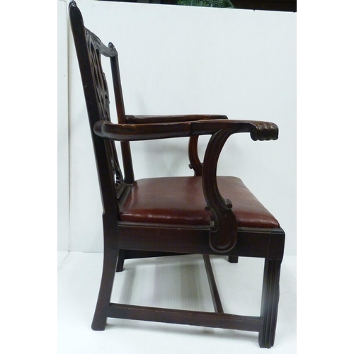 430 - George III Chippendale-style mahogany carver armchair with acanthus top rail and scroll terminals, c... 