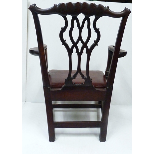 430 - George III Chippendale-style mahogany carver armchair with acanthus top rail and scroll terminals, c... 