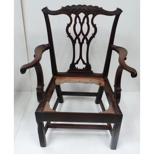 430 - George III Chippendale-style mahogany carver armchair with acanthus top rail and scroll terminals, c... 