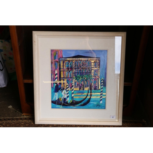 401 - 20TH CENTURY SCHOOL, Venetian scene with gondolas, oil painting, signed lower right 'JAJ 05'?, 42cm ... 