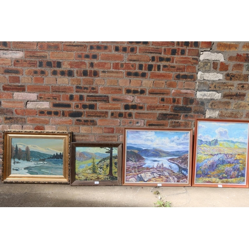 433 - Four Norwegian School oil paintings including one signed J KLOVEN and three signed 'BROMSTAD', the l... 