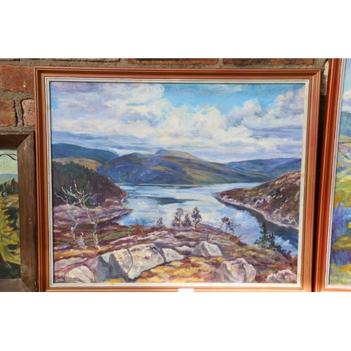 433 - Four Norwegian School oil paintings including one signed J KLOVEN and three signed 'BROMSTAD', the l... 