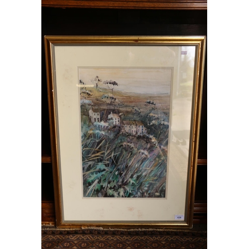 436 - JEAN B MARTIN RSW (Scottish RSW b1947), hillside hamlet, mixed media, signed lower right, 52cm x 33c... 