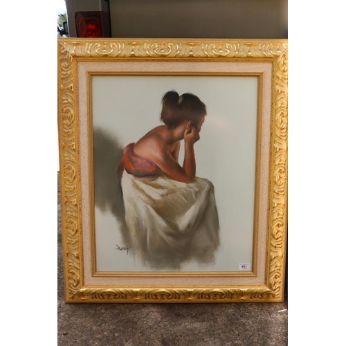 451 - DOMINGO (Spanish b1946), portrait of a young female, pastel painting, signed lower left, 60cm x 49cm... 