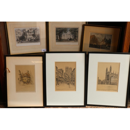 465 - Six framed lithographs to include John Knox's House, Tyninghame House Haddington, Canongate Tollboot... 