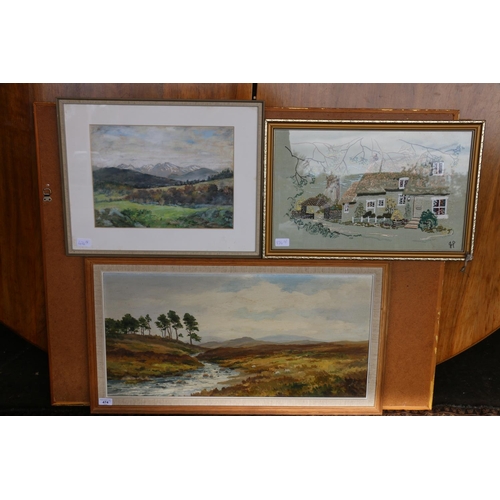 474 - ROBERT EGGINTON, Scottish Highland landscape with river and Scots pines, oil painting on board, sign... 