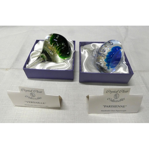 101 - Two handmade paperweights by Crystal Clear, include Parisienne, Versailles.