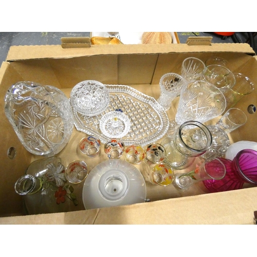 113 - Large box of various glassware to include posy vases.