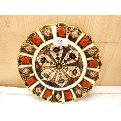 64 - Large Crown Derby, pie crust edge Imari plate.