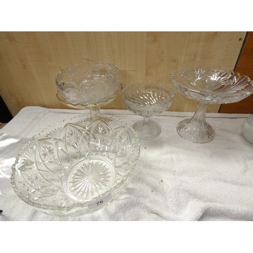 76 - Large collection of glass ware including bowls etc. 