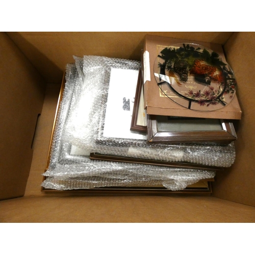 98 - Box of pictures, tapestry etc.