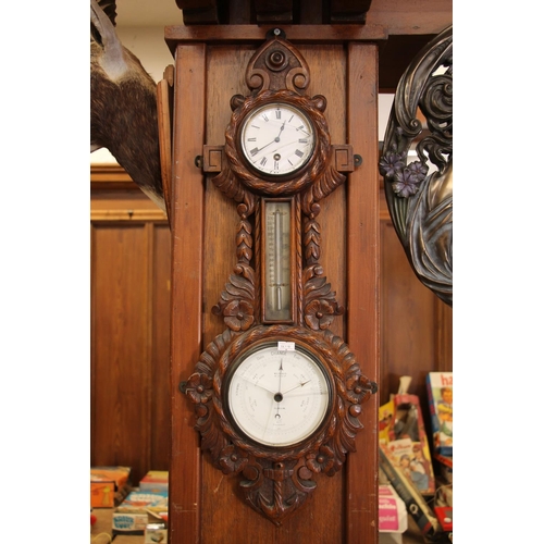 146 - Oak framed barometer.