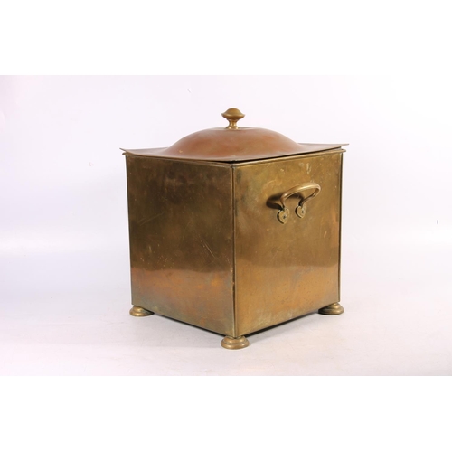 167 - Secessionist style brass coal bucket, 38cm high.