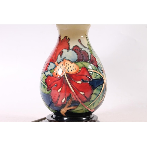 169 - Moorcroft pottery table lamp, 44cm to top of shade.