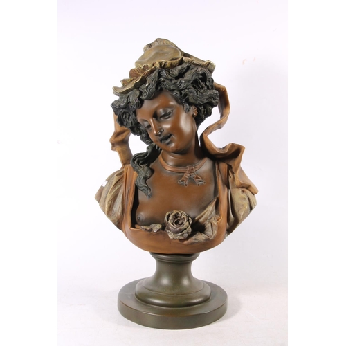 170 - Late 20th century reproduction cat resin bust of a lady, 50cm high.