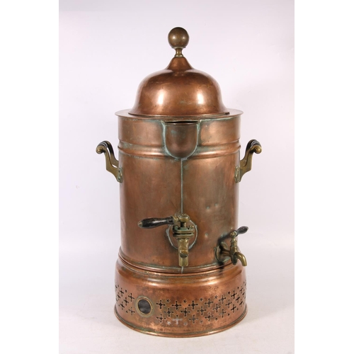 178 - Late 19th century copper and brass tea urn, 68cm high.