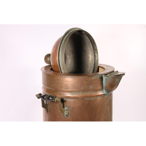 178 - Late 19th century copper and brass tea urn, 68cm high.