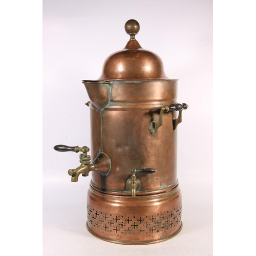 178 - Late 19th century copper and brass tea urn, 68cm high.