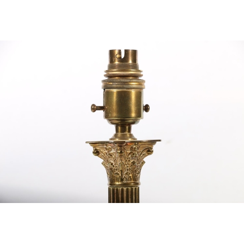 2 - Brass Corinthian column table lamp base, 27cm high.