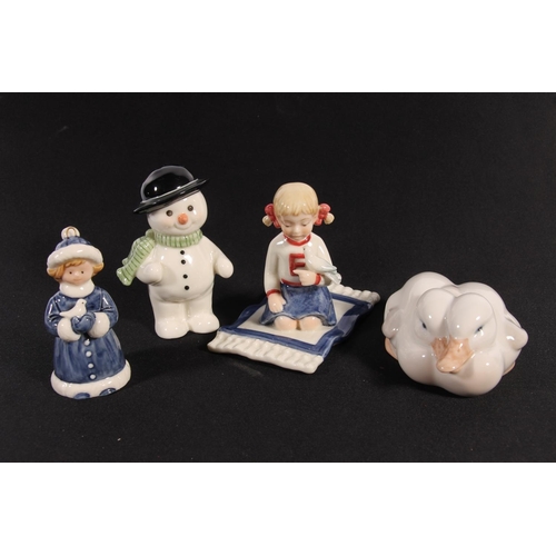 215 - Royal Copenhagen ceramics to include a Snowman, 9cm high, a Millennium Collection Emma, a Christmas ... 