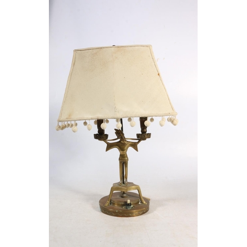 65 - Mid-20th century figural brass table lamp.