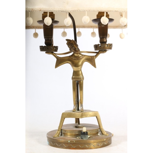 65 - Mid-20th century figural brass table lamp.