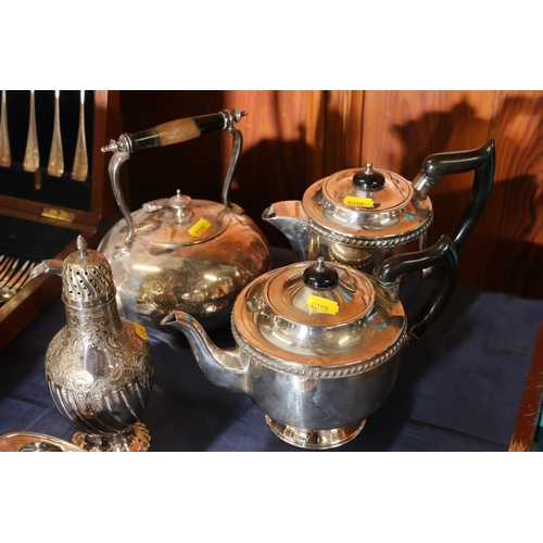 7 - Silver-plated teapots, coffee pots, etc.